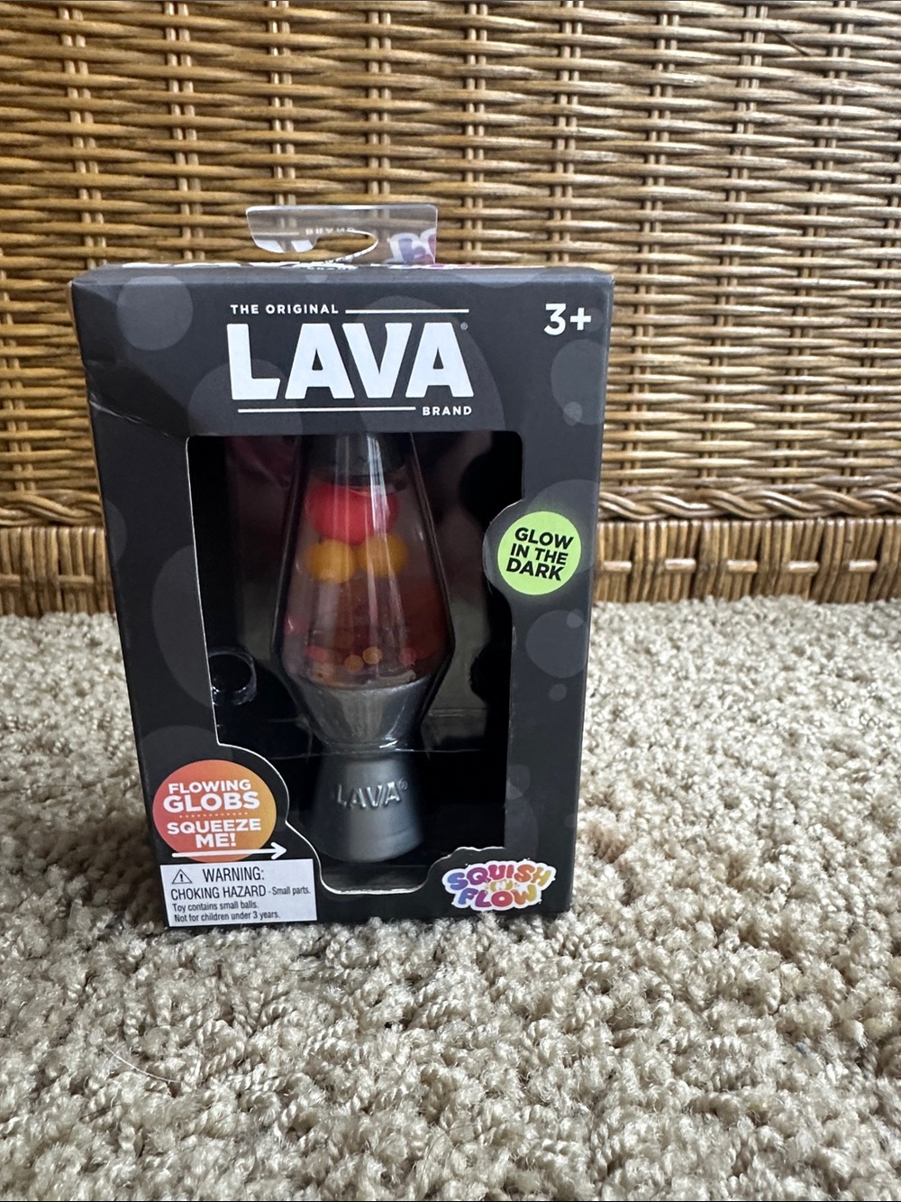 LAVA Brand Glow Lava Lamp Mini - Black Base with Red & Yellow Globs